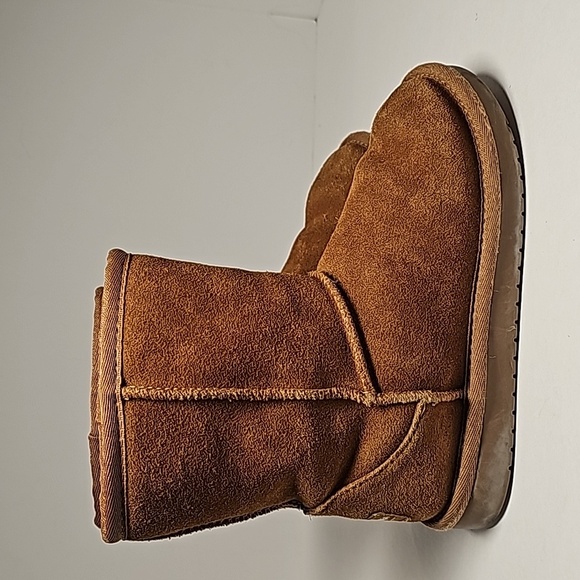 Koolaburra UGG Boots Mini Koola Short Suede Faux Fur Pull-On Chestnut Tan Cozy 1 - Picture 3 of 10